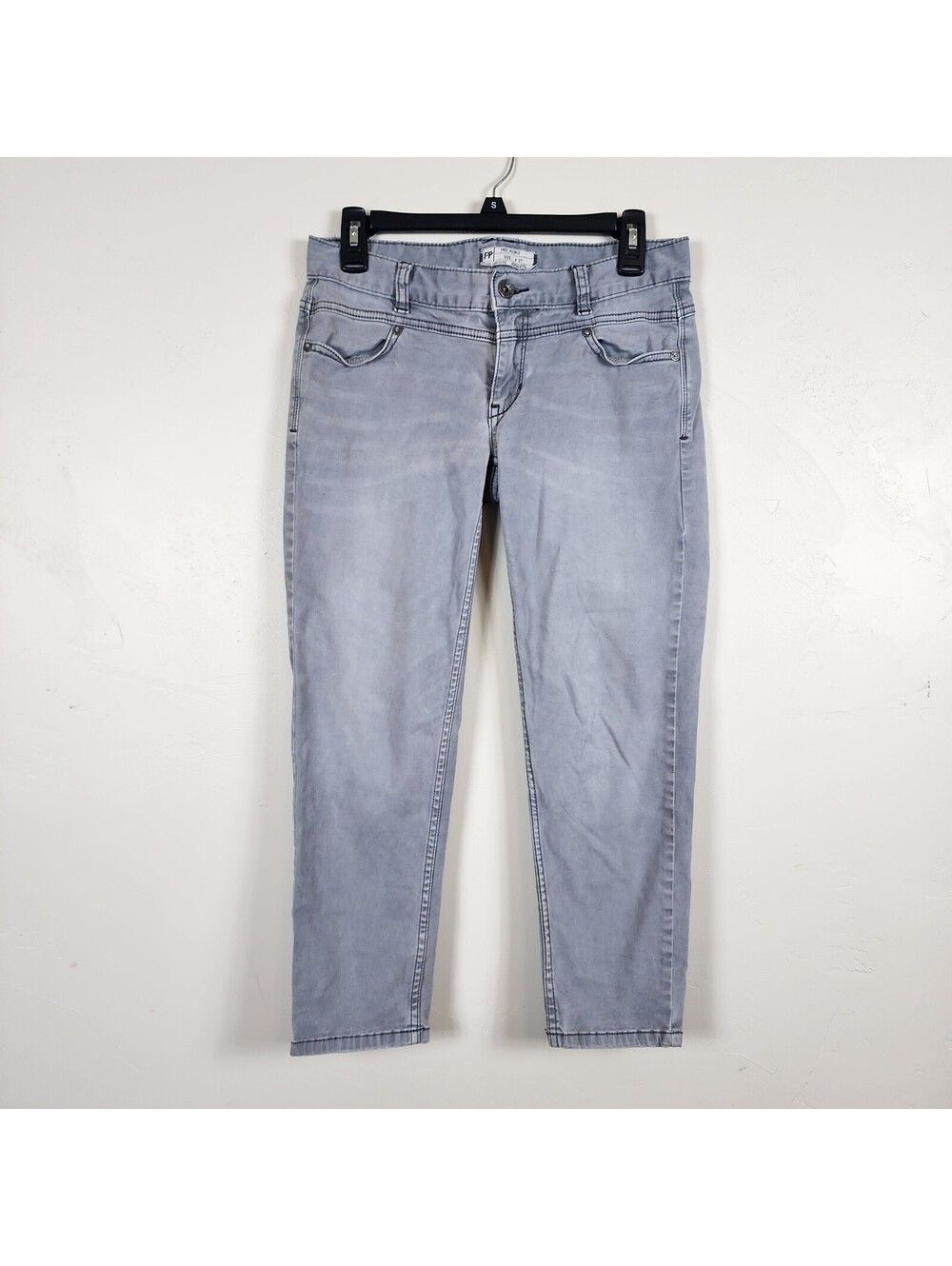 Free People Gray Wash Skinny Stretch Denim Jeans Womens Size 27 Cropped Ankle